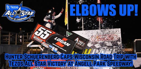 Hunter Schuerenberg Caps Wisconsin Road Trip with Tezos All Star Victory at Angell Park Speedway