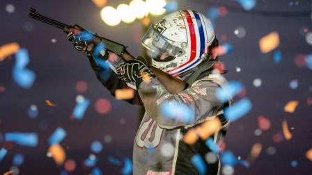 Robert Ballou became the fourth driver to win a third Tony Hulman Classic feature event on Sunday night during the 52nd annual running of the event at the Terre Haute (Ind.) Action Track. (Indy Racing Images Photo) (Video Highlights from FloRacing.com)