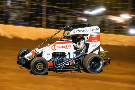 Cannon McIntosh won with the Xtreme Outlaw Midget Series Wednesday at Millbridge (Jacy Norgaard Photo) (Video Highlights from DirtVision.com)