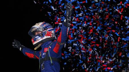On Thursday night at Tri-City Speedway in Granite City, Ill., Buddy Kofoid became the first driver since Tyler Courtney at Ohio’s Eldora Speedway in 2019 to pull off a complete sweep in a USAC NOS Energy Drink Midget National Championship event. (Josh James Photo) (Video Highlights from FloRacing.com)