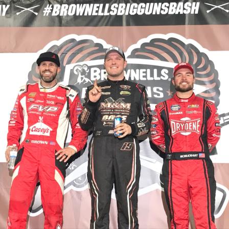 Brent Marks won over Logan Schuchart (R) and Brian Brown (L) Friday at Knoxville (Video Highlights from DirtVision.com)