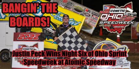Justin Peck won Wednesday night at the Ohio Speedweek stop at Atomic (Tim Aylwin Photo)