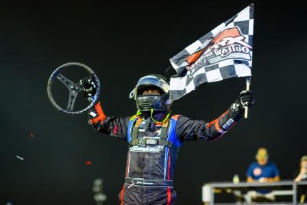 Jake Swanson won the $6,000 Xtreme Outlaw Sprint Car feature Saturday at I-55 (Jacy Norgaard Photo) (Video Highlights from DirtVision.com)