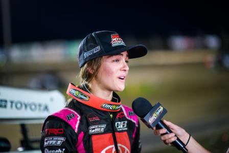 Jade Avedisian won the Xtreme Outlaw Midget Feature Sunday at Jacksonville (Jacy Norgaard Photo) (Video Highlights from DirtVision.com)