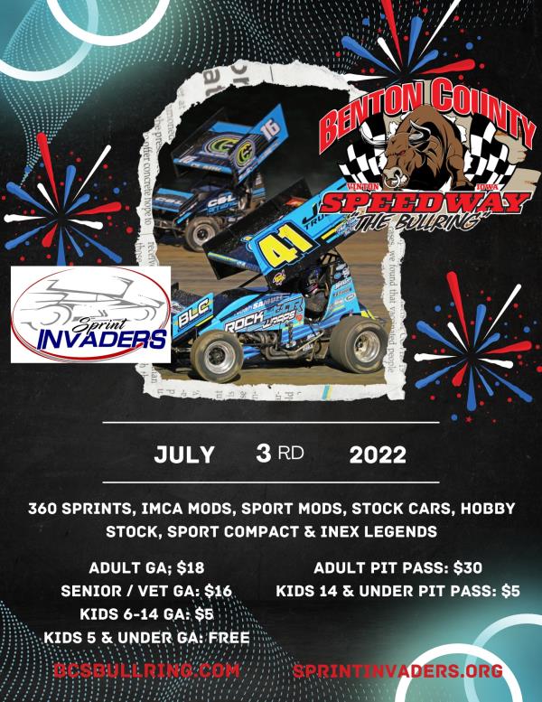 Sprint Invaders Try to Tame the Benton County Bullring Sunday!