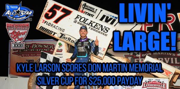 Kyle Larson Scores Don Martin Memorial Silver cup for $25,000 Payday