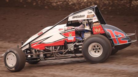 Robert Ballou (Rocklin, Calif.) captured victory in Friday night's Huset's Speedway USAC Nationals opener for the AMSOIL Sprint Car National Championship. (DB3, Inc. Photo) (Video Highlights from FloRacing.com)