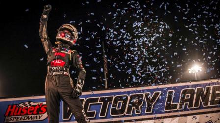 Buddy Kofoid (Penngrove, Calif.) charged from 12th to 1st to score Friday night's USAC NOS Energy Drink Midget National Championship victory at South Dakota's Huset's Speedway. (DB3, Inc. Photo) (Video Highlights from FloRacing.com)