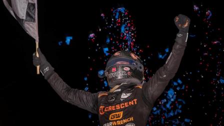 Cannon McIntosh (Bixby, Okla.) raced to a $22,000 payday when he took the lead on lap 64 en route to victory during Sunday night's USAC NOS Energy Drink Midget National Championship feature at the Huset's Speedway USAC Nationals. (DB3, Inc. Photo) (Video Highlights from FloRacing.com)