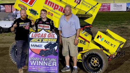 Gunner Ramey won his first career ASCS main event Friday at US36