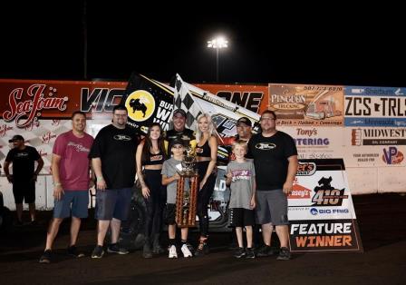 Mark Dobmeier won the feature Sunday night at Huset's (Tylan Porath Photo)