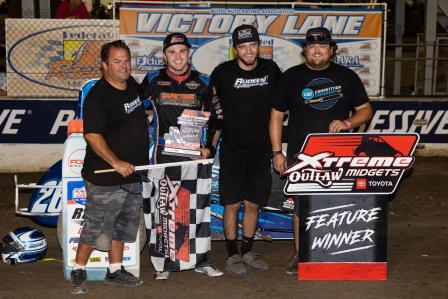 Chance Crum picked up the Xtreme Outlaw Midget Series win at Pevely Friday (Trent Gower Photo)