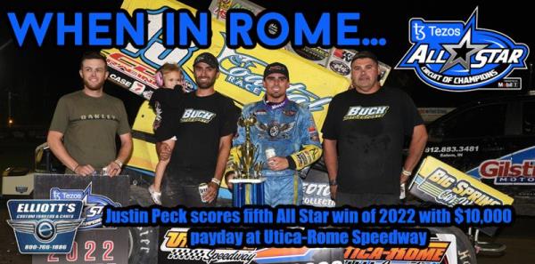 Justin Peck Scores Fifth All Star Win of 2022 with $10,000 Payday at Utica-Rome Speedway