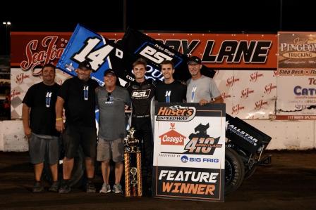 Corey Day won at Huset's Speedway in his first ever visit on Sunday (Tylan Porath Photo)