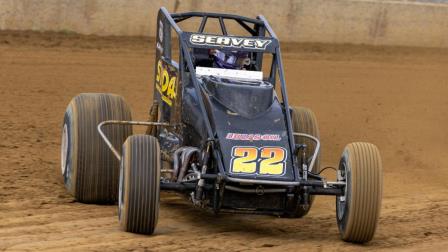 Logan Seavey (Sutter, Calif.) pounced late in Monday afternoon’s Ted Horn 100, leading only the final seven laps to win the 68th running of the event at the Du Quoin (Ill.) State Fairgrounds. (Rich Forman Photo) (Video Highlights from FloRacing.com)