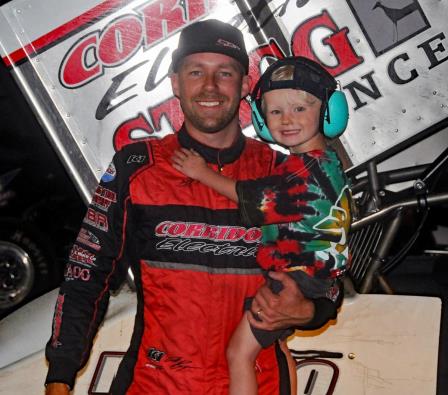 Seth Bergman won the ASCS event at Caney Valley Saturday (Lonnie Wheatley Photo)