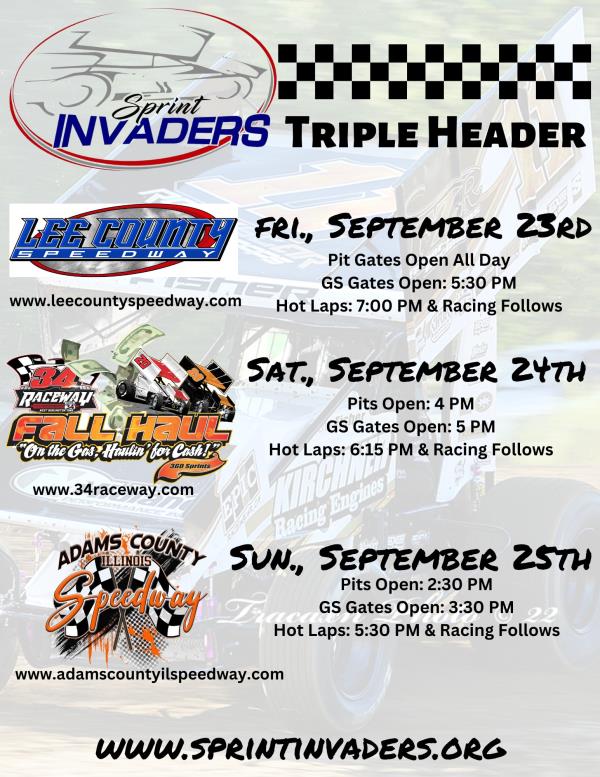 Huge Three-Race Weekend for Sprint Invaders Includes $5,000 Fall Haul!