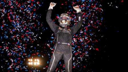 Carson Macedo (Lemoore, Calif.) scored his first career USAC NOS Energy Drink Midget National Championship feature victory on Tuesday night at California’s Merced Speedway. (Rich Forman Photo) (Video Highlights from FloRacing.com)
