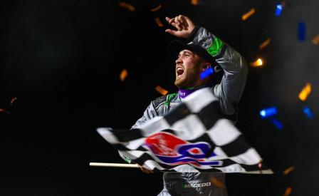 Carson Macedo won the first WoO feature Sunday at Volusia (Trent Gower Photo) (Video Highlights from DirtVision.com)