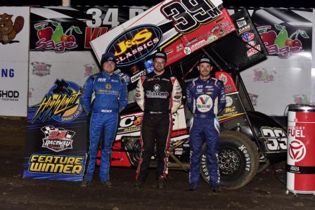 Anthony Macri bested Zeb Wise and Kyle Larson Tuesday night at 34 Raceway (Mark Funderburk Photo) (Video Highlights from FloRacing.com)