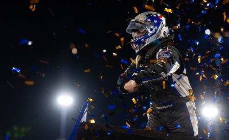 Brady Bacon won his first WoO feature at Haubstadt Saturday (Trent Gower Photo) (Video Highlights from DirtVision.com)