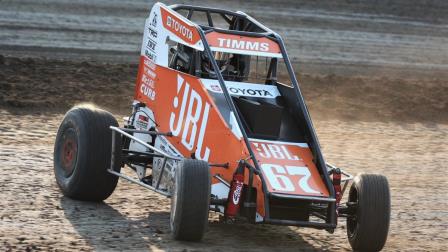 Ryan Timms (Oklahoma City, Okla.) scored Friday's USAC NOS Energy Drink National Midget season opening victory at the Belleville (Kan.) Short Track. (Jeff Taylor Photo) (Video Highlights from FloRacing.com)