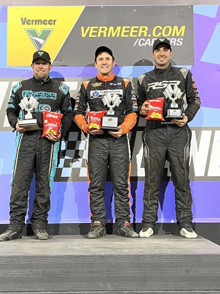 Saturday's winners at Knoxville: Mike Mayberry (Pro), Kerry Madsen (410), Aaron Reutzel (360)