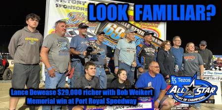 Lance Dewease won the Weikert Memorial at Port Royal Sunday (Nicole Rignor Photo) (Video Highlights from FloRacing.com)