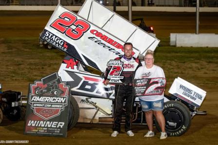 Seth Bergman claimed the ASCS feature at Outlaw Motor Speedway Friday (Danny Clum Photo)
