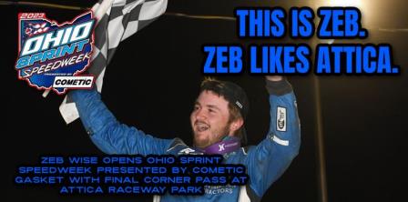 Zeb Wise won the Ohio Speedweek opener Friday at Attica (Chad Warner Photo) (Video Highlights from FloRacing.com)