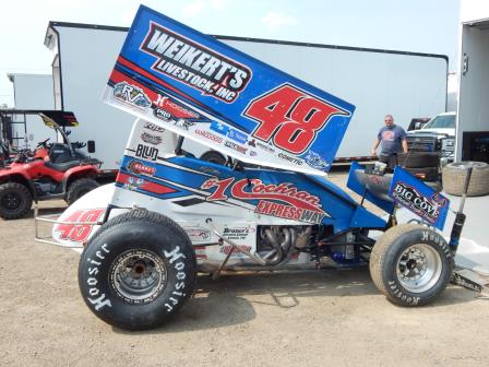 Danny Dietrich won an exciting feature at Fremont Saturday