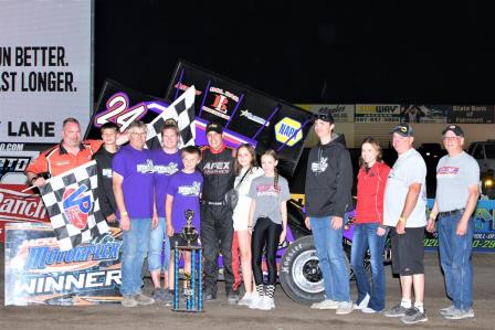 Brandon Buysse won the IMCA Racesaver feature at Jackson Friday (Rob Kocak Photo)