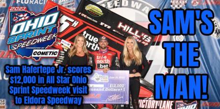 Sam Hafertepe Jr. won the Ohio Speedweek stop at Eldora Friday (Paul Arch Photo)