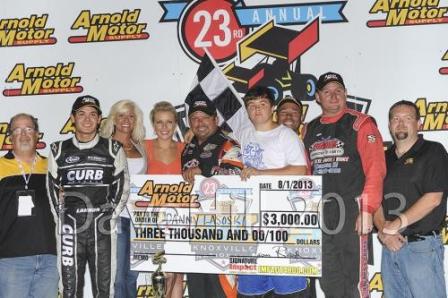 Danny Lasoski won the battle over Kyle Larson Thursday at Knoxville (Dave Hill Photo)