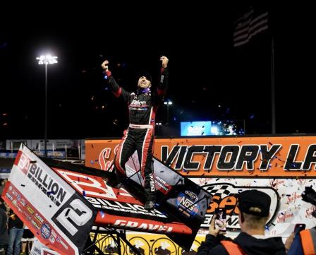 David Gravel banked $250,000 at Saturday's Huset's High Bank Nationals (Tylan Porath Photo) (Video Highlights from DirtVision.com)