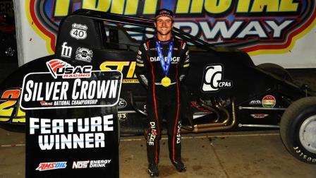 Logan Seavey (Sutter, Calif.) captured his second straight Port Royal (Pa.) Speedway USAC Silver Crown victory on Saturday night. (Julia Johnson Photo) (Video Highlights from FloRacing.com)