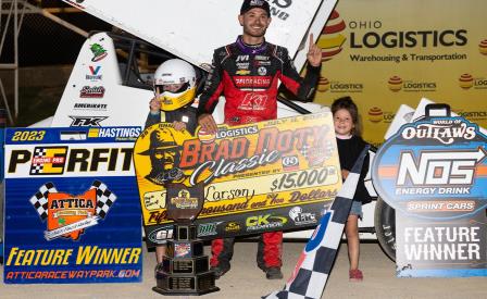 Kyle Larson won the Brad Doty Classic for the second year in a row (Trent Gower Photo) (Video Highlights from DirtVision.com)