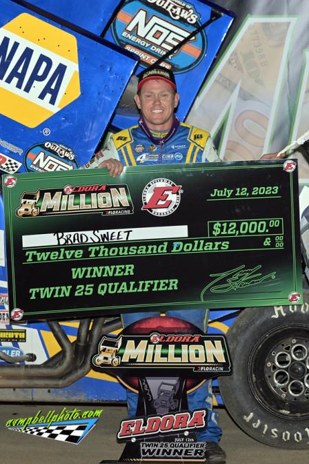 Brad Sweet won the Group A Feature at the Eldora Million Wednesday (Mike Campbell Photo) (Video Highlights from FloRacing.com)