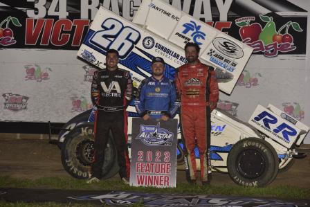 Zeb Wise topped Aaron Reutzel and Austin McCarl at 34 Raceway Friday (Mark Funderburk Photo) (Video Highlights from FloRacing.com)