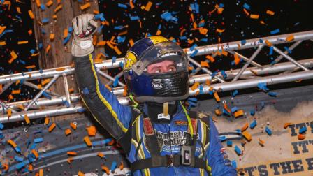 Logan Seavey (Sutter, Calif.) capped a historic day with a USAC NOS Energy Drink Midget National Championship victory on Saturday night at Illinois' Macon Speedway. (Jack Reitz Photo) (Video Highlights from FloRacing.com)