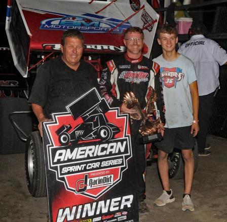 Jason Martin won the ASCS show at the Salina Highbanks Saturday (Lonnie Wheatley Photo)