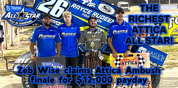 Zeb Wise Claims Attica Ambush Finale for $12,000 Payday