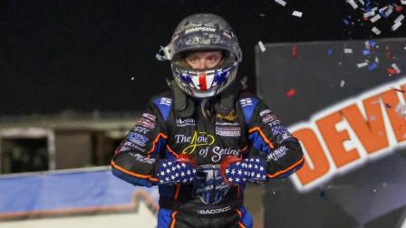 Brady Bacon (Broken Arrow, Okla.) tied Tom Bigelow for second on the all-time USAC AMSOIL Sprint Car National Championship win list following Thursday night's victory at Texas' Devil's Bowl Speedway. (David Campbell Photo) (Video Highlights from FloRacing.com)