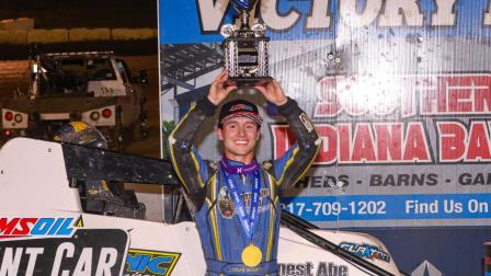 Logan Seavey (Sutter, Calif.) thrilled the crowd with a last lap, last turn USAC AMSOIL Sprint Car National Championship feature victory on Friday night at Indianapolis, Indiana's Circle City Raceway. (Jack Reitz Photo) (Video Highlights from FloRacing.com)