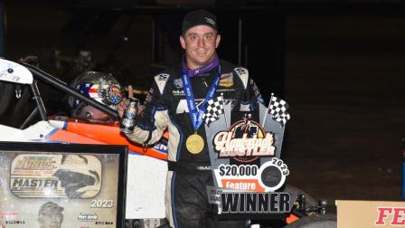 Brady Bacon (Broken Arrow, Okla.) scored a $20,000 payday during Saturday night's Haubstadt Hustler at Tri-State Speedway in Haubstadt, Indiana. (David Nearpass Photo) (Video Highights from FloRacing.com)