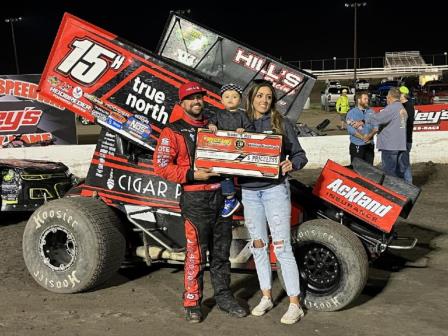 Sam Hafertepe Jr. won at his home track with the ASCS Friday (Serena Dalhamer Photo)