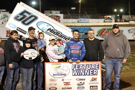 Paul Nienhiser won the Sprint Invaders Opener at 34 Raceway Saturday (Ashley Zimmerman Photo)