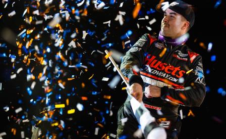 David Gravel won the WoO stop at Lincoln Wednesday (Trent Gower Photo) (Video Highlights from DirtVision.com)