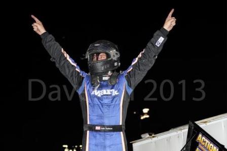 Justin Henderson celebrates his win at Knoxville (Dave Hill Photo)