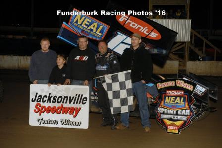 Jerrod and the team celebrate their win at Jacksonville (Mark Funderburk Racing Photo)